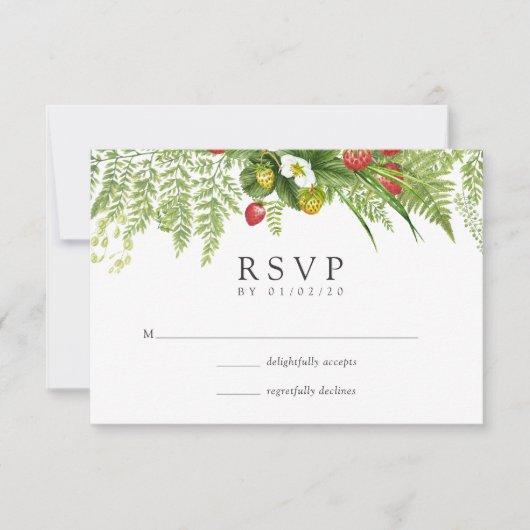 Waterverf Forest Greenery Wedding RSVP Kaartje (Voorkant)