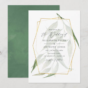 Waterverf Forest Herbarium Geometric Wedding Kaart