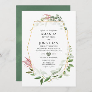 Waterverf Forest Herbarium Geometric Wedding Kaart