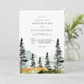 Waterverf Forest Landscape Mountain Wedding Invit Kaart (Staand voorkant)