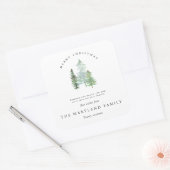 WATERVERF FOREST-MERRY CHRISTMAS VIERKANTE STICKER (Envelop)