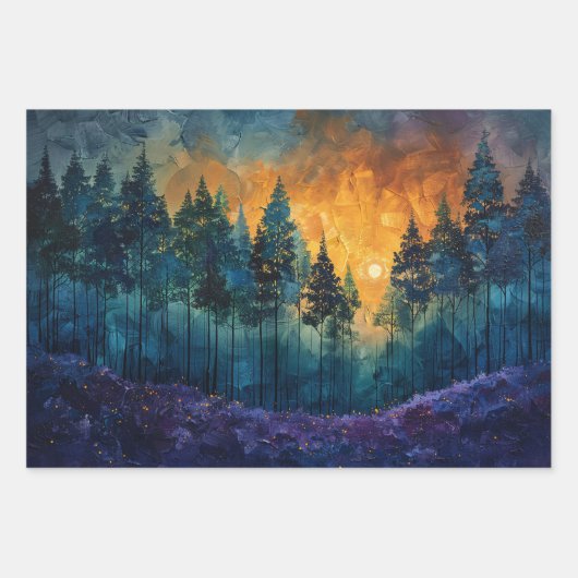 Waterverf Forest mistige dennenbomen ontvlechting Inpakpapier Vel (Voorkant)