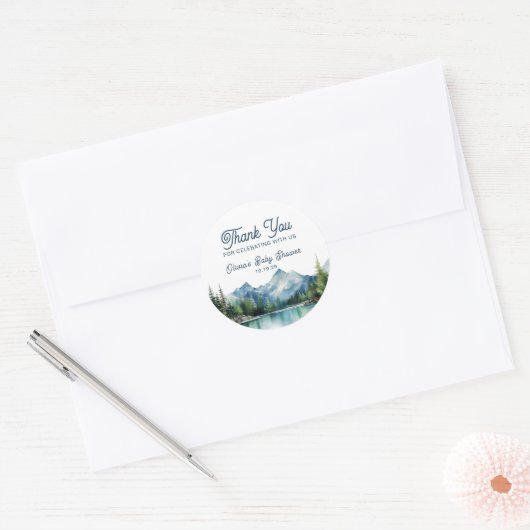 Waterverf Forest Mountain Rustic Adventure Round Ronde Sticker (Envelop)