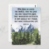 Waterverf Forest Mountains John 3 16 Scripture Briefkaart (Voorkant / Achterkant)