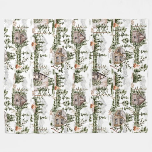 Waterverf Forest Pattern Fleece Deken (Voorkant (Horizontaal))