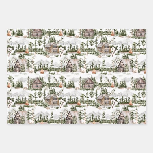 Waterverf Forest Pattern Inpakpapier Vel (Voorkant 2)