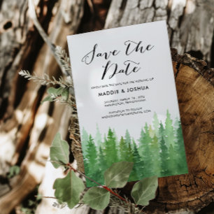 Waterverf Forest Pine Trees Foto Sla de datum op Save The Date
