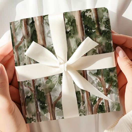 Waterverf Forest Tree Wrapping Paper Cadeaupapier