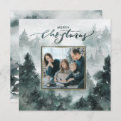 Waterverf Forest | Vroegere kerstfoto (Voorkant / Achterkant)