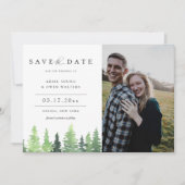 Waterverf Forest Wedding Save the Date Photo Aankondiging (Voorkant)