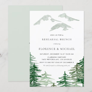 Waterverf Forest Winter Woodland Rehearsal Dinner Kaart
