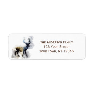 Waterverf Forest Woodland Deer Etiket