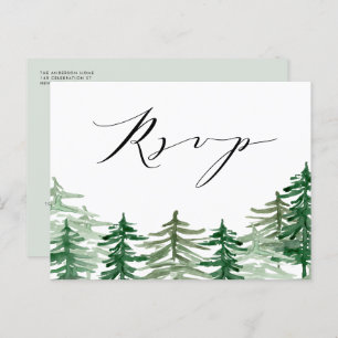 Waterverf Forest Woodland Wedding QR Code RSVP Briefkaart