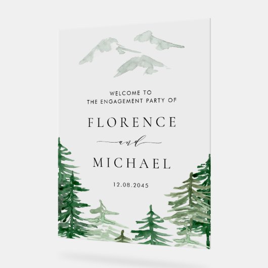 Waterverf Forest Woodland Winter Engagement Party Acryl Bord (Hoek)