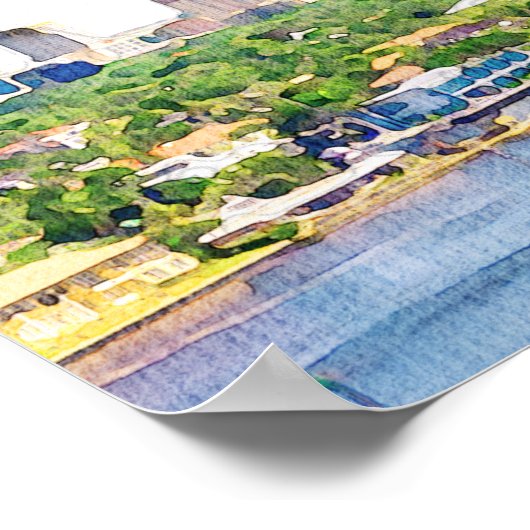 Waterverf Fort Lauderdale Skyline Weddenschap Welk Poster (Hoek)