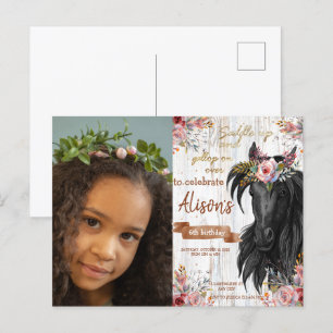 Waterverf Foto-verjaardagscowgirl Briefkaart