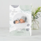 Waterverf Foto Vlek Geboorte Aankondiging (Staand voorkant)