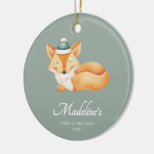Waterverf Fox Baby eerste kerstgroen Keramisch Ornament (Links)