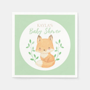 Waterverf Fox Baby shower, aangepast Servet
