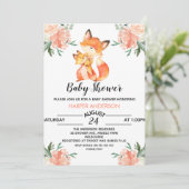 Waterverf Fox Baby shower Uitnodiging (Staand voorkant)