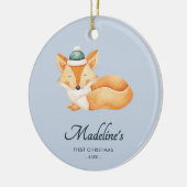 Waterverf Fox Blue Baby Eerste Kerstdag Keramisch Ornament (Links)