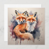 Waterverf Fox Duo Kaart (Voorkant / Achterkant)