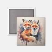 Waterverf Fox Duo Magneet (Voorkant / Achterkant)