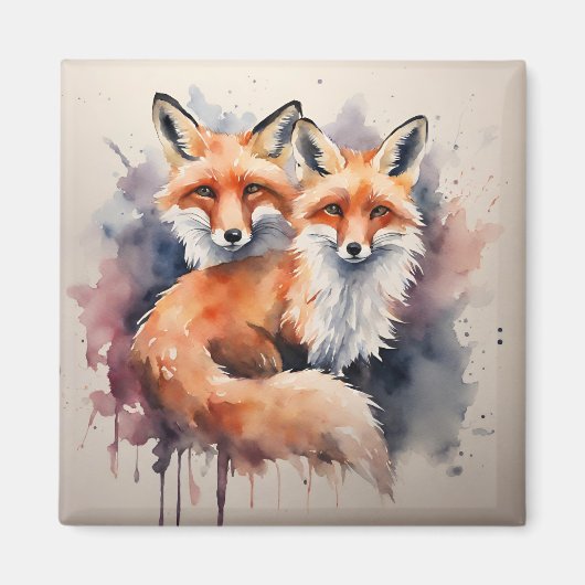 Waterverf Fox Duo Magneet (Voorkant)