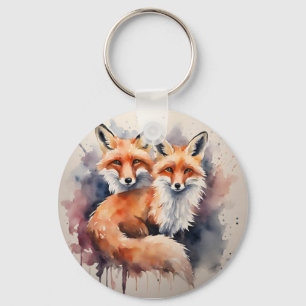 Waterverf Fox Duo Sleutelhanger