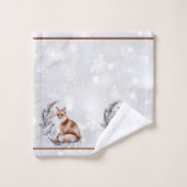 Waterverf fox en sneeuwvakantie bad handdoek (Wasdoekje)