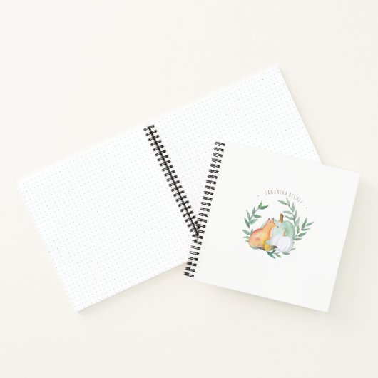 Waterverf Fox en Witte Pompoen Journaling Notitieboek (Binnen)
