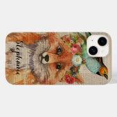 Waterverf Fox Floral Collage Persoonlijke naam Case-Mate iPhone Case (Achterkant (horizontaal))