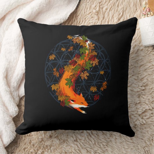 Waterverf Fox Flower of Life Spirit Animal Kussen (Deken)