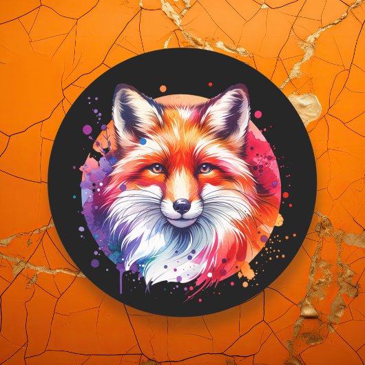 Waterverf Fox Illustratie Ronde Sticker