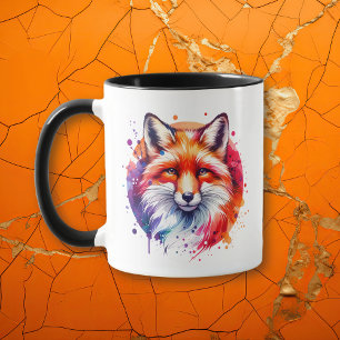 Waterverf Fox Illustration gepersonaliseerd Mok