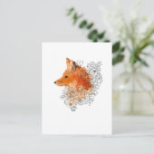 Waterverf Fox in bloemen Briefkaart (Staand voorkant)