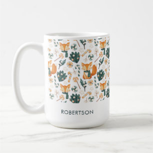 Waterverf Fox Kerst Speelse Patroon Monogram Koffiemok