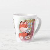 Waterverf Fox met Tea en Biscuits Latte Mok (Rechterhoek)