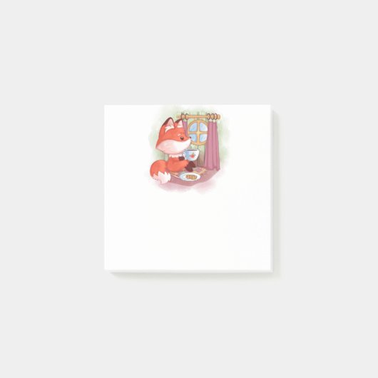 Waterverf Fox met Tea en Biscuits Post-it® Notes (Voorkant)