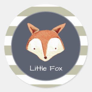 Waterverf Fox Navy Oranje Woodland Sticker