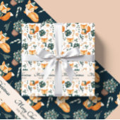 Waterverf Fox Pattern Merry Christmas Monogram Inpakpapier Vel