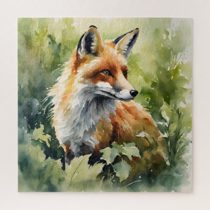 Waterverf Fox Vibrant Forest voor Natuur liefhebbe Legpuzzel