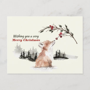 Waterverf Fox wenst u een heel vrolijk kerstfeest Briefkaart