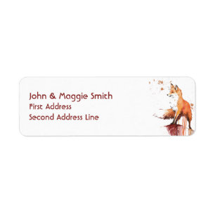 Waterverf Fox Wildlife Animal Natuur Art Etiket
