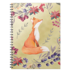 Waterverf Fox Winter Berries Gold Notitieboek