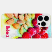 Waterverf frambozen en amandelen Case-Mate iPhone case (Achterkant (horizontaal))