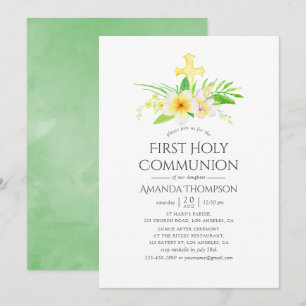 Waterverf Frangipani Eerste Heilige Communie Kaart