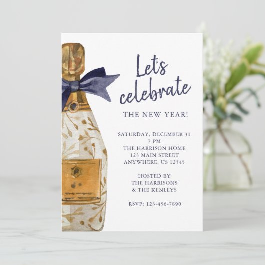 Waterverf Frans Champagnede Feestje Kaart (Staand voorkant)