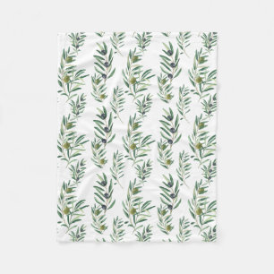 Waterverf Frans Landelijk Chic Groen Olijf Patroon Fleece Deken