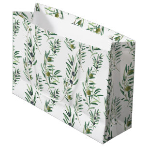 Waterverf Frans Landelijk Chic Groen Olijf Patroon Groot Cadeauzakje